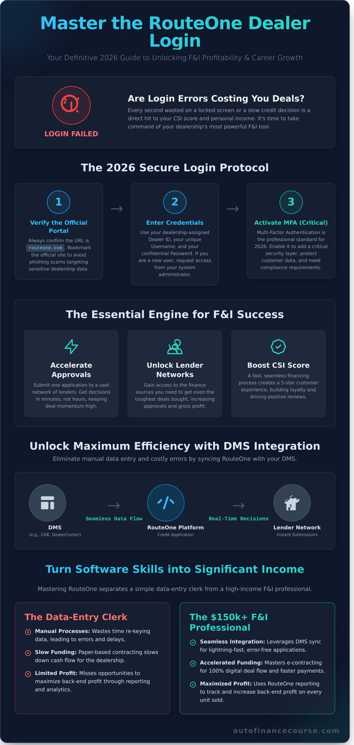 RouteOne Dealer Login: Access Your F&I Command Center in 2026 - Infographic