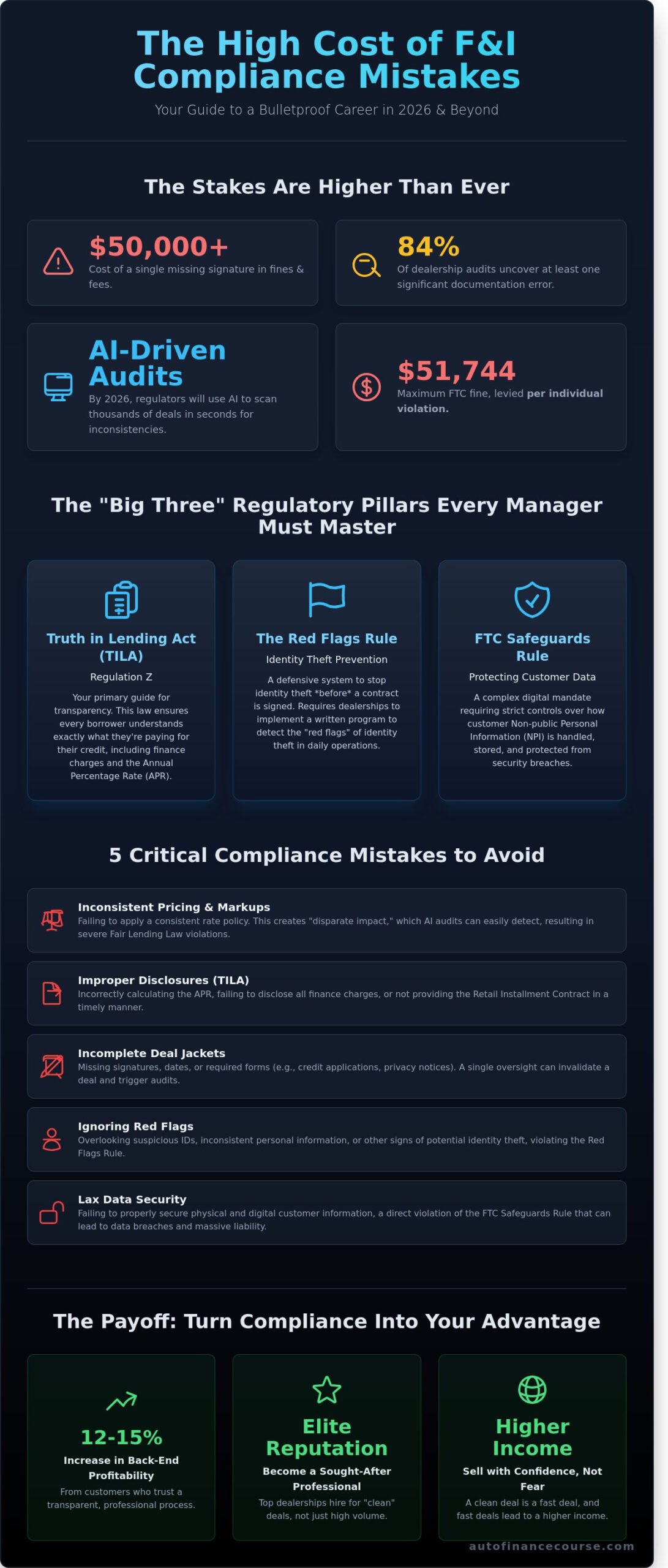 Top F&I Compliance Mistakes to Avoid in 2026: A Guide for Ambitious Managers - Infographic